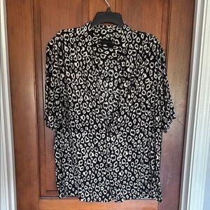 All Saints Black and White Casual Button Down Shirt